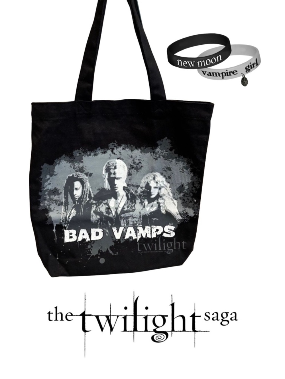 Twilight “Bad Vamps” Tote Bag With Bonus New Moon Bracelets Set - RARE